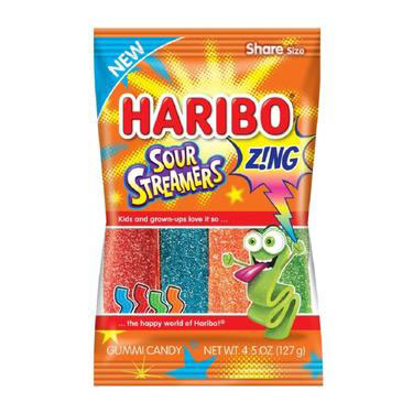 Haribo Zing Sour Streamers 4.5oz Bag 12ct Box