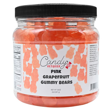 Candy Retailer Gummy Bears Pink Grapefruit 2 Lb Jar