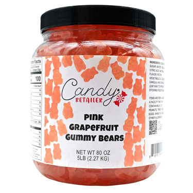 Candy Retailer Gummy Bears Pink Grapefruit 5 Lb Jar
