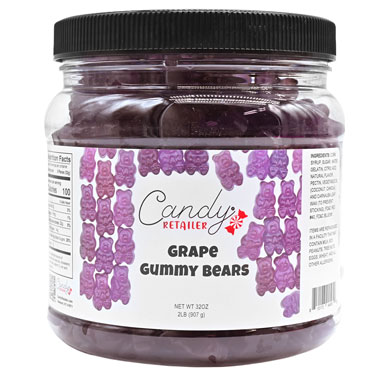 Candy Retailer Gummy Bears Grape 2 Lb Jar