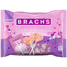 Brachs Valentines Strawberry Cupcake Glitter Pops 13.5oz Bag