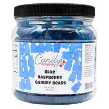 Candy Retailer Gummy Bears Blue Raspberry 2 Lb Jar