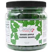 Candy Retailer Gummy Bears Green Apple 2 Lb Jar