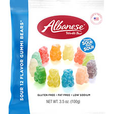 Albanese Sour 12 Flavor Gummi Bears 3.5oz Bag