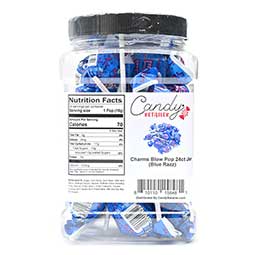 Candy Retailer Charms Blow Pop Blue Razz Berry 24ct Jar